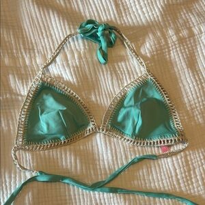 Victoria's Secret Turquoise Crochet Bikini Top
